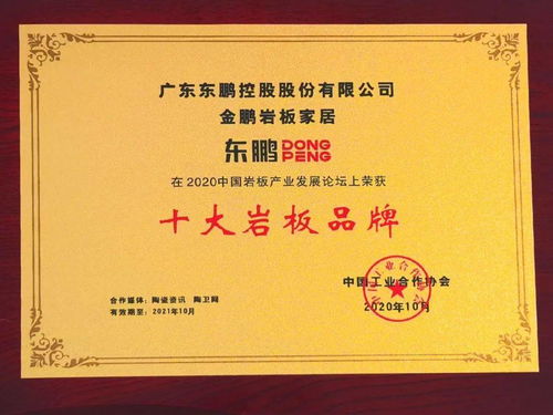 工藝匠心 產品領先 東鵬榮獲 2020年巖板制造企業綜合實力獎